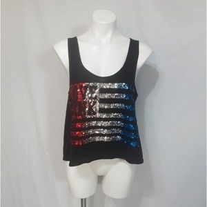 PINK Victoria’s Secret Sequin Bling Tank Top M Feminine Chic Sparkly Streetwear
